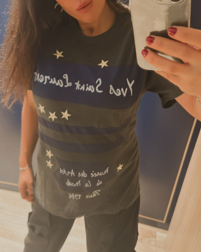 T-shirt Yves Saint Laurent vintage customisé – Taille unique