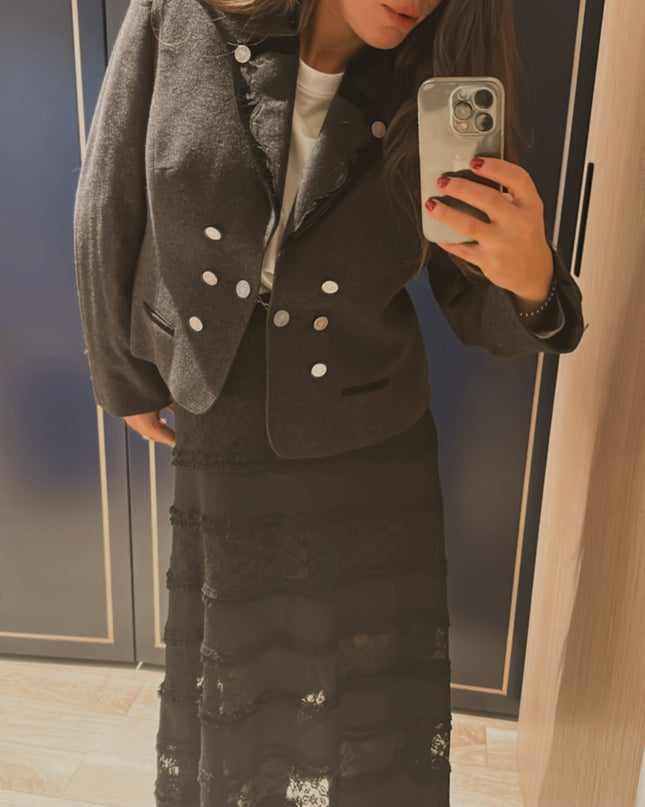 Blazer vintage en laine grise – Taille 38