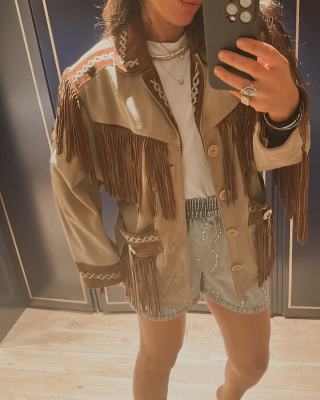 VESTE WESTERN VINTAGE À FRANGES