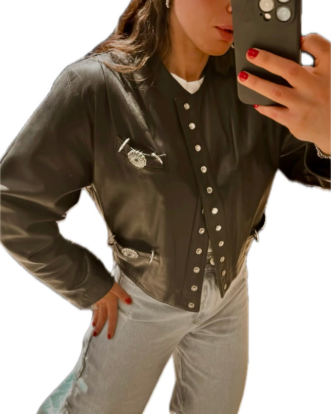 VESTE EN CUIR PRESSIONS