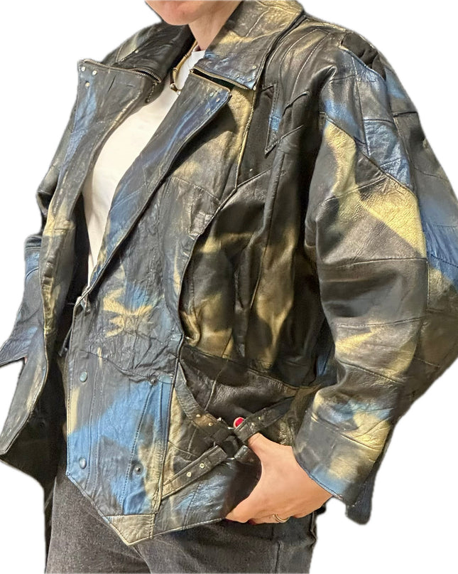 BLOUSON EN CUIR TIE&DYE