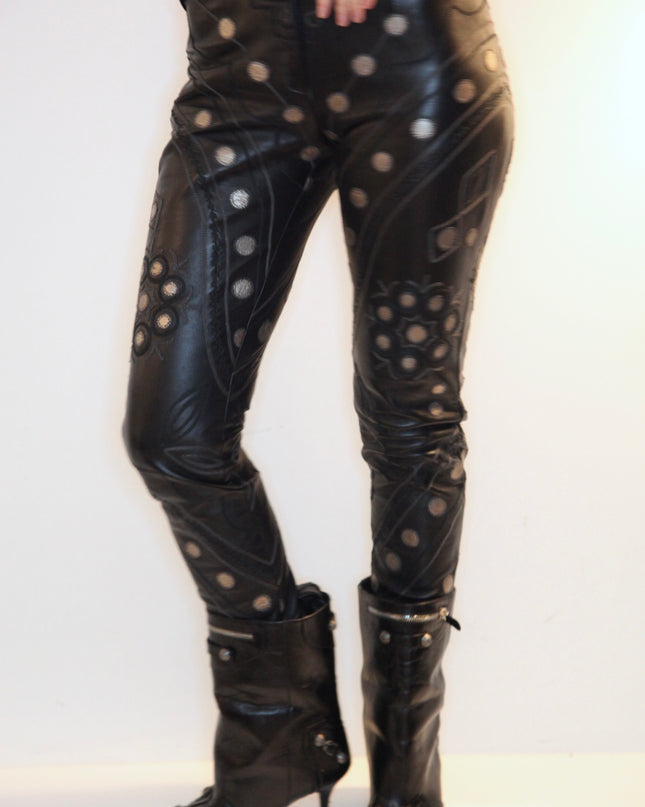 PANTALON EN CUIR NOIR