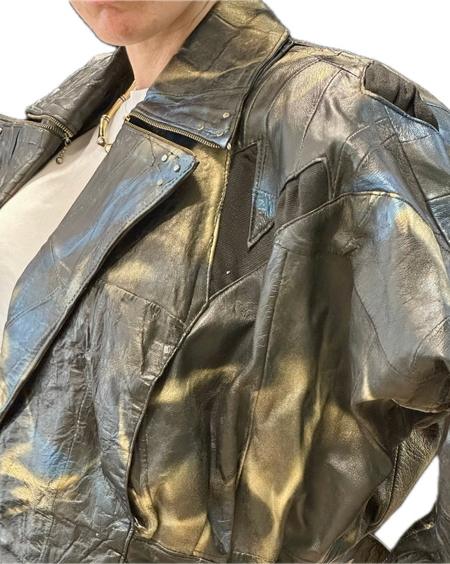 BLOUSON EN CUIR TIE&DYE