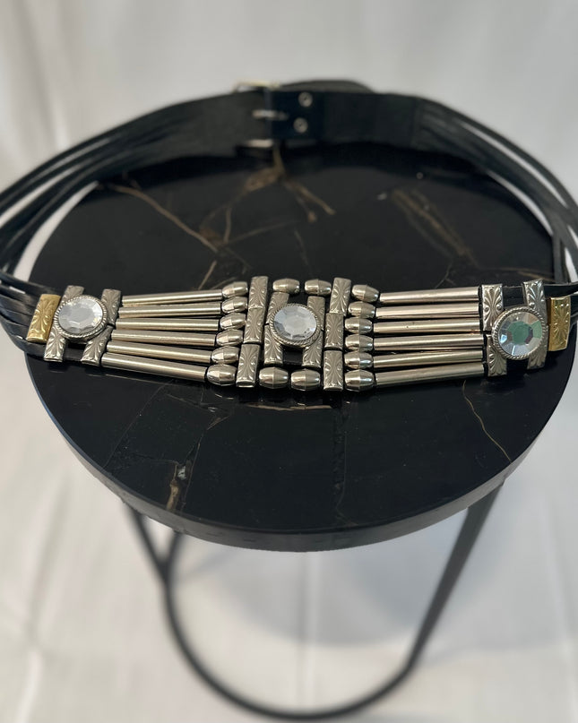 CEINTURE VINTAGE EMPIÈCEMENT ARGENTÉS & CRISTAUX