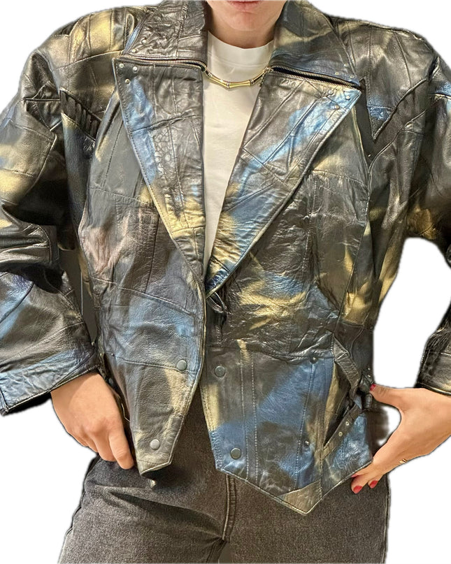 BLOUSON EN CUIR TIE&DYE