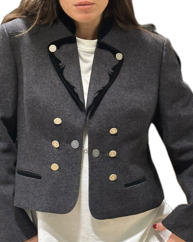 Blazer vintage en laine grise – Taille 38