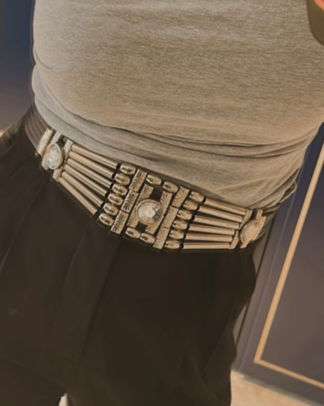 CEINTURE VINTAGE EMPIÈCEMENT ARGENTÉS & CRISTAUX