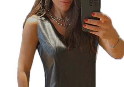 TOP VINTAGE EN CUIR AVEC ANNEAUX