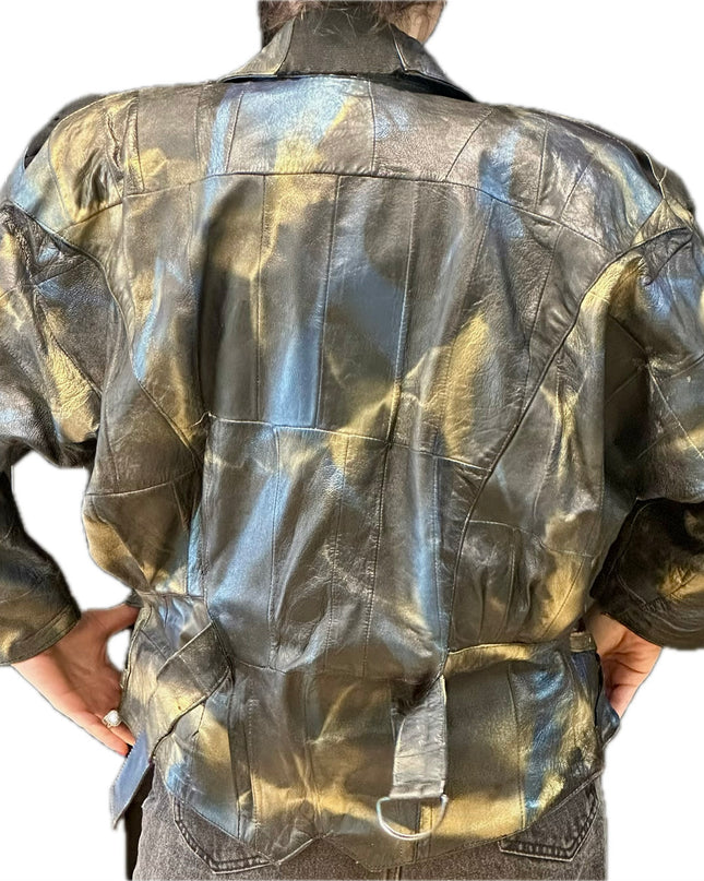 BLOUSON EN CUIR TIE&DYE