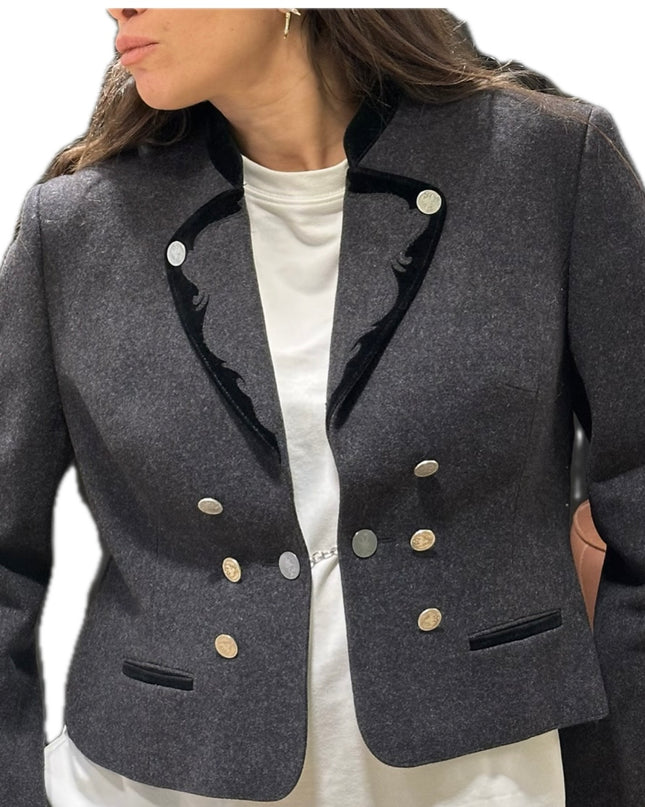 Blazer vintage en laine grise – Taille 38