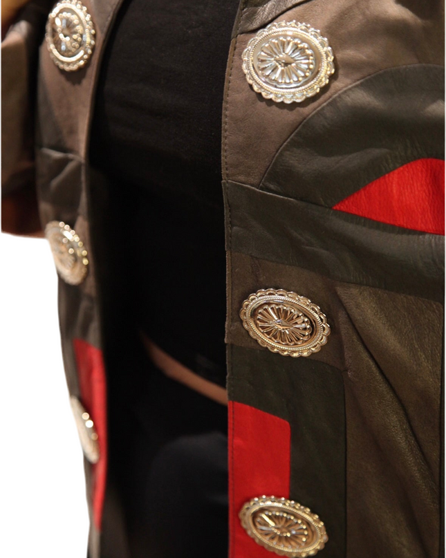 VESTE EN CUIR VINTAGE PATCHWORK