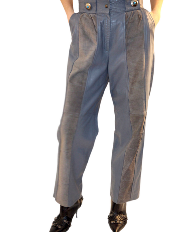 PANTALON EN CUIR ET DAIM