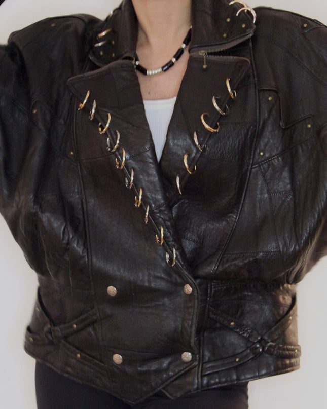 BLOUSON EN CUIR ANNEAUX