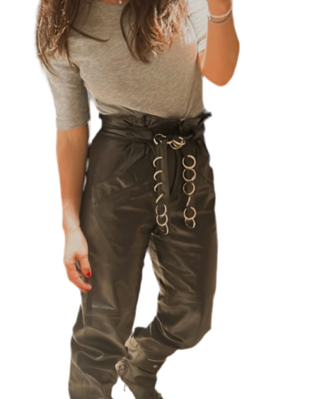 PANTALON EN CUIR VINTAGE ANNEAUX