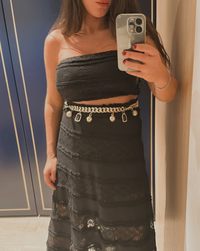 Ceinture vintage dorée à breloques – Taille unique