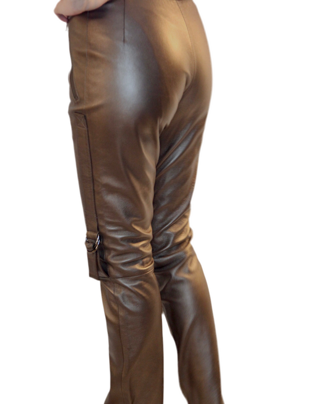 PANTALON EN CUIR MÉTALLISÉ VINTAGE « DAISY »