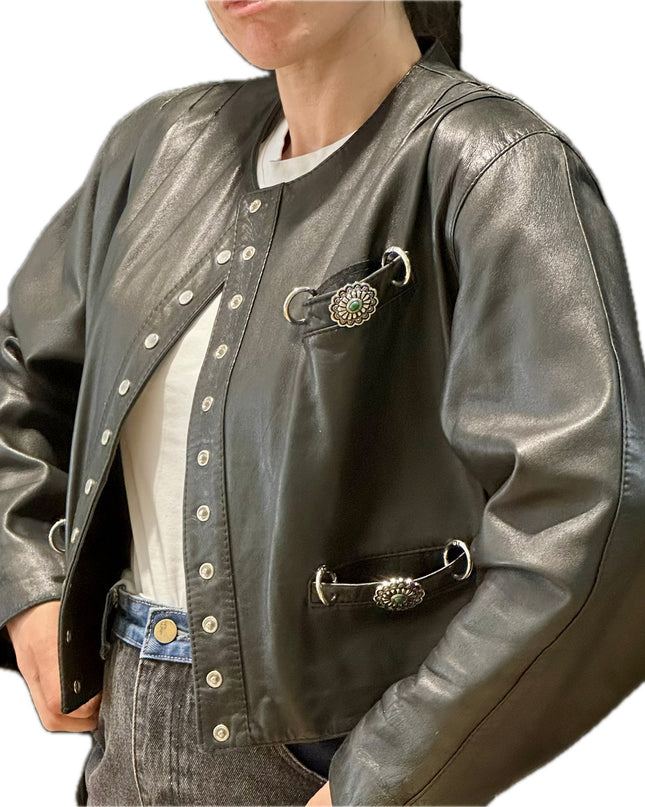 VESTE EN CUIR PRESSIONS