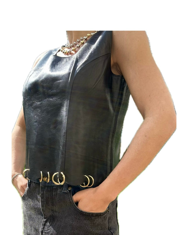 TOP EN CUIR ANNEAUX