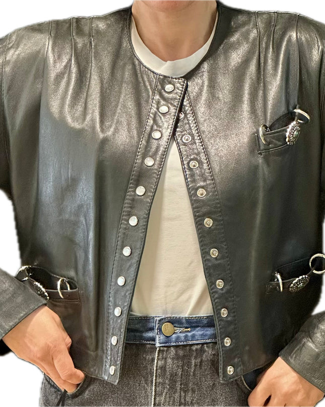 VESTE EN CUIR PRESSIONS