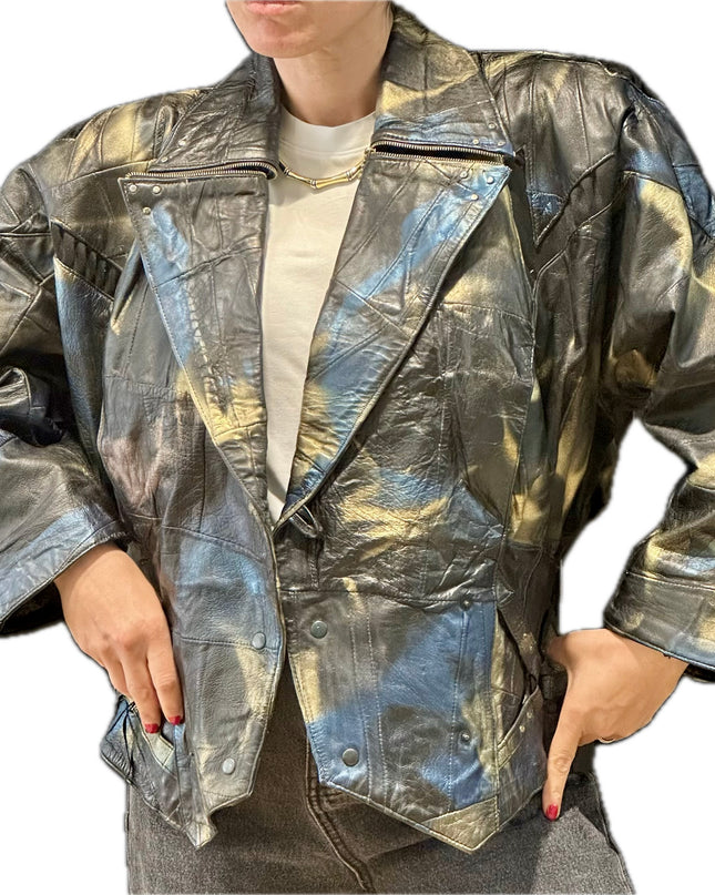 BLOUSON EN CUIR TIE&DYE
