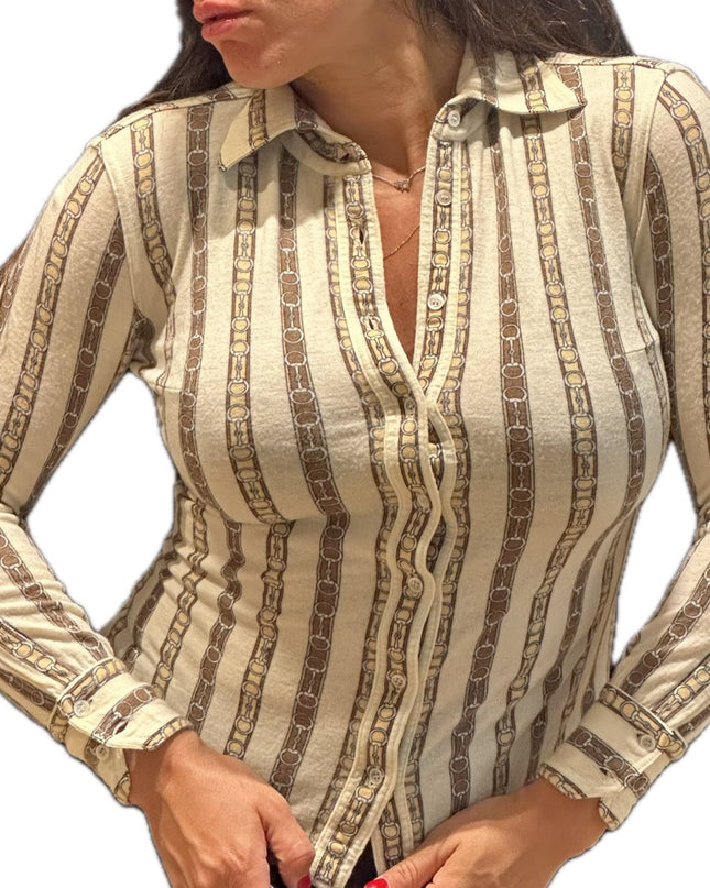 Chemise CELINE Vintage en laine – Logo Triumph – Taille 36