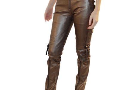PANTALON EN CUIR MÉTALLISÉ VINTAGE « DAISY »