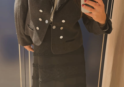 Blazer vintage en laine grise – Taille 38