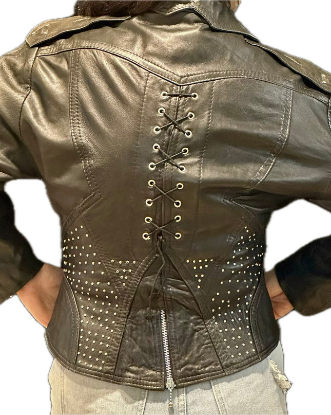 PERFECTO EN CUIR NOIR VINTAGE CUSTOMISE