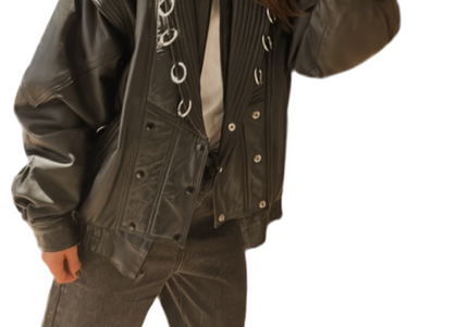 VESTE EN CUIR ANNEAUX