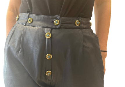 PANTALON EN CUIR BLEU MARINE CUSTOMISÉ