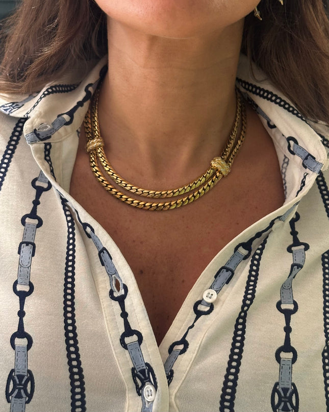Collier vintage doré en maille tressée – Pièce d’exception