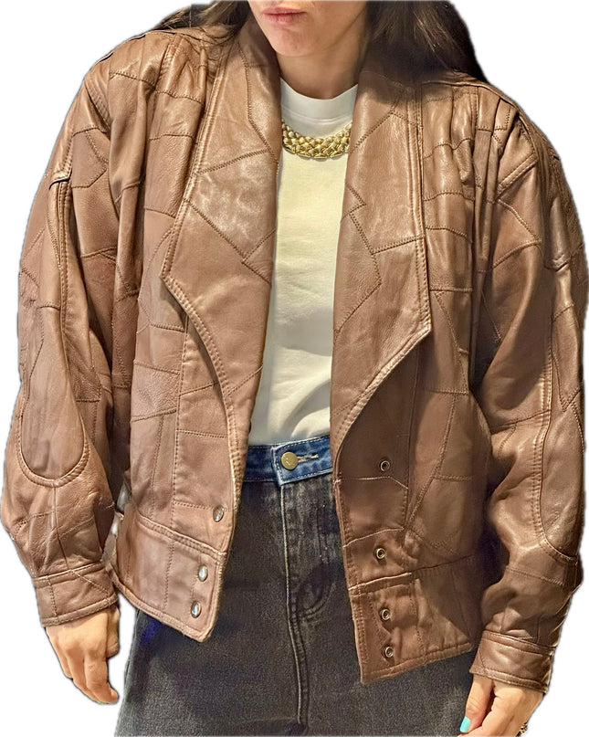 BLOUSON EN CUIR PATCHWORK