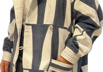 VESTE EN CUIR&DAIM PATCHWORK