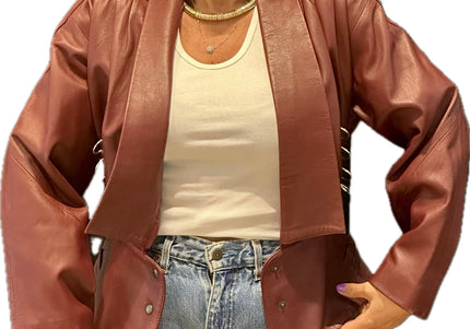 VESTE VINTAGE EN CUIR BORDEAUX