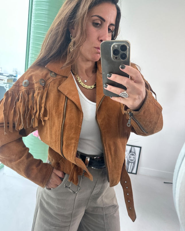 Blouson en daim et franges - 1