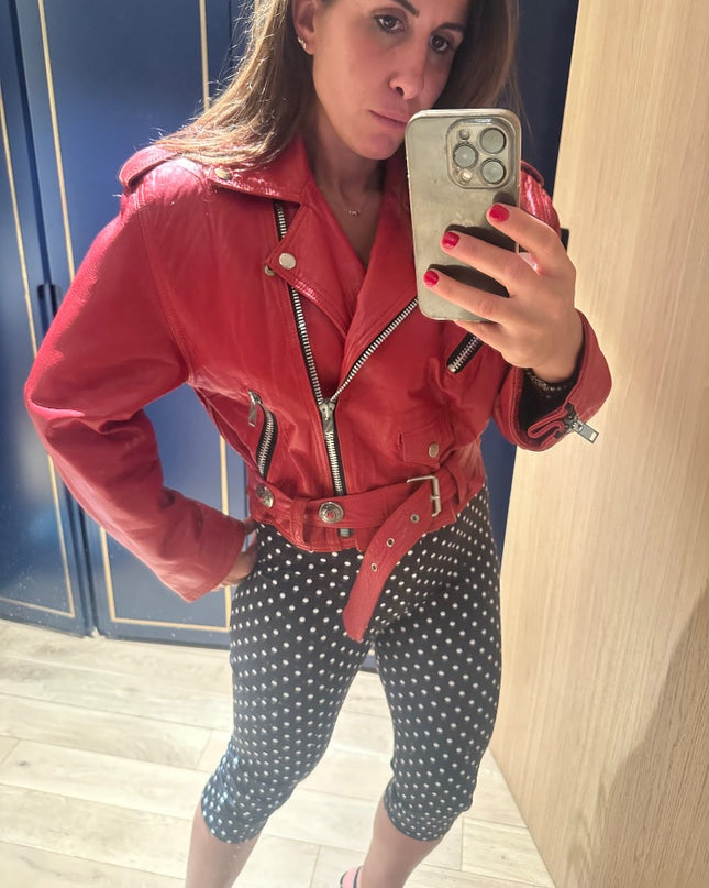 Perfecto en cuir rouge vintage - 2