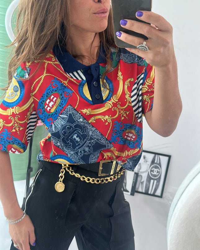 Polo con estampado marinero vintage 90s - 2