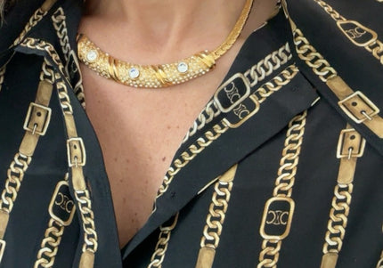Collier ras de cou doré 80s