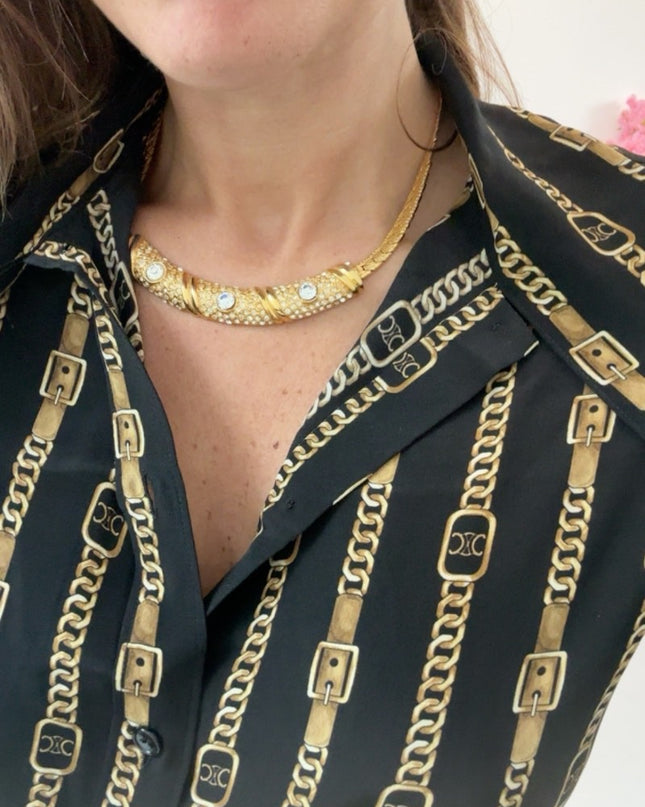 Collier ras de cou doré 80s
