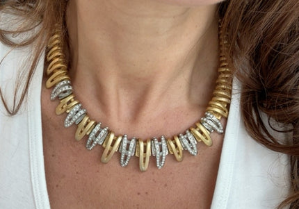 Collier doré et strass argenté - 3