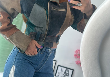 Veste en cuir véritable, taille S, 36, 38 - 2