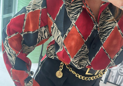 Chemise fluide vintage motif géométrique & zébré – taille M - 3