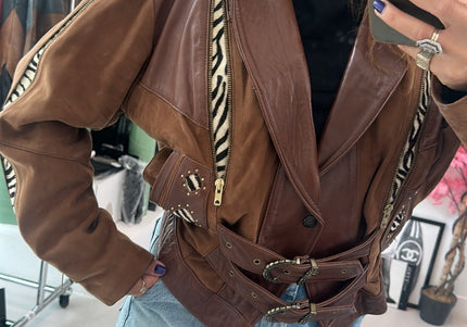Veste en cuir vintage zébré - 2