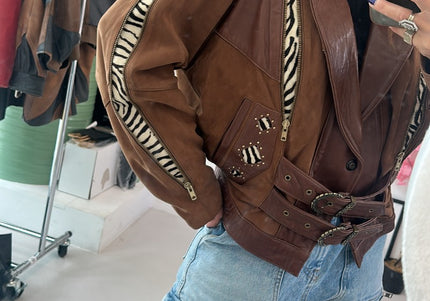 Veste en cuir vintage zébré - 3