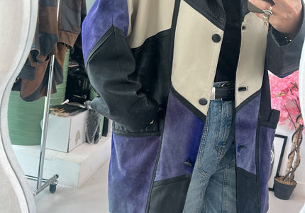 Veste en cuir vintage patchwork - 2