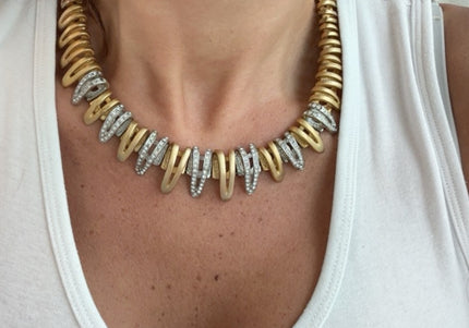 Collier doré et strass argenté - 2