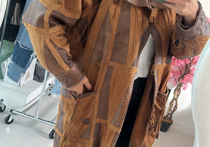 Veste patchwork marron - 4