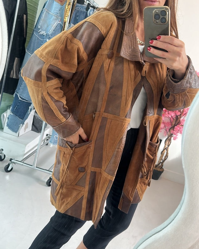 Veste patchwork marron - 4