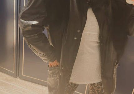 Veste vintage en cuir et fourrure – Taille unique