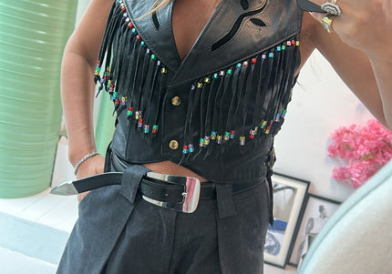 Top gilet en cuir custom femme - 2